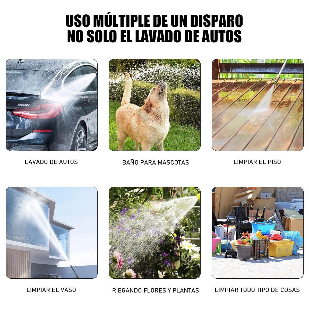 Hidrolavadora portátil inalámbrica con boquilla ajustable