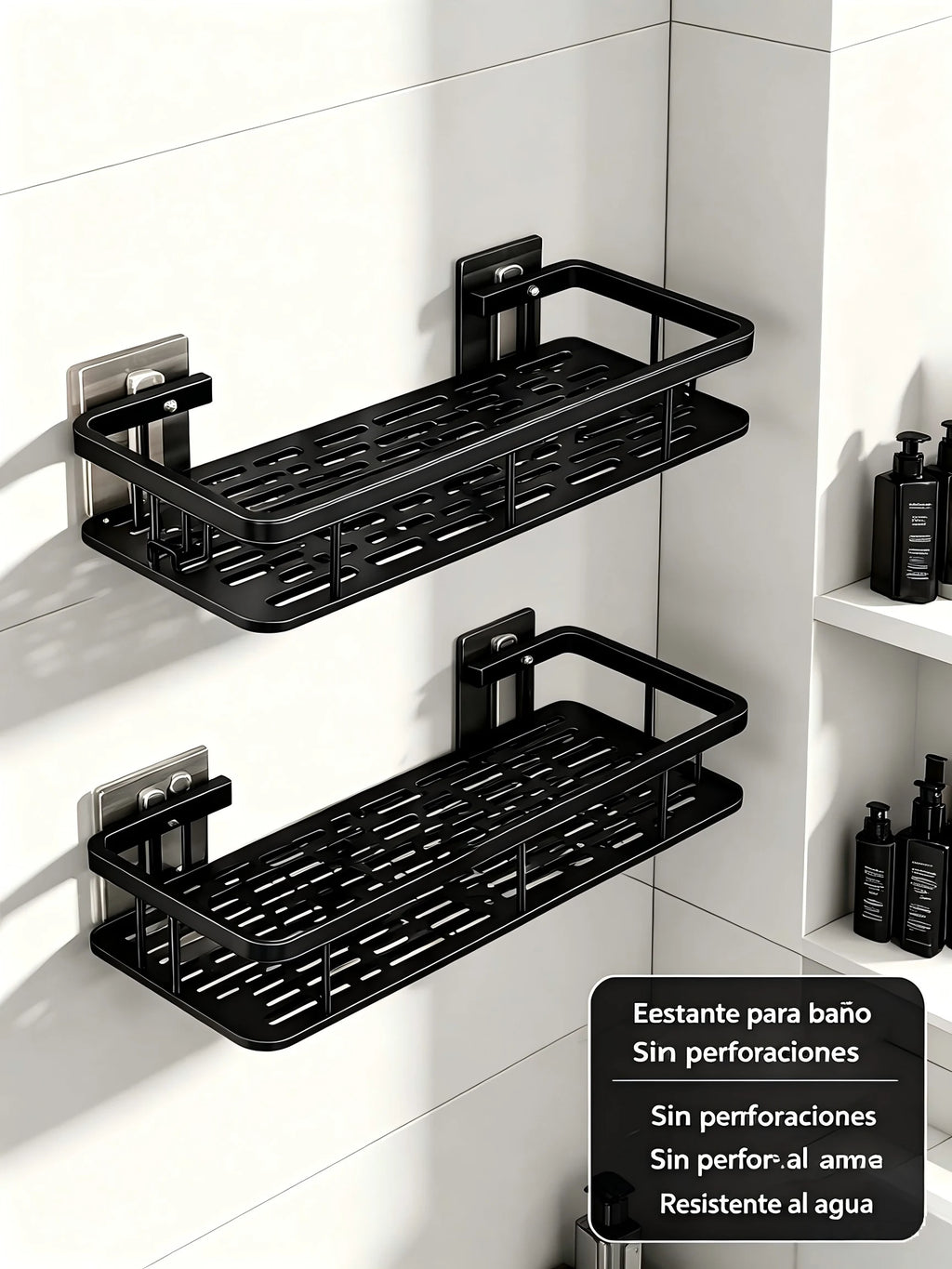 Repisa de pared para organizar el baño | Negra