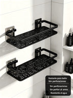 Repisa de pared para organizar el baño | Negra