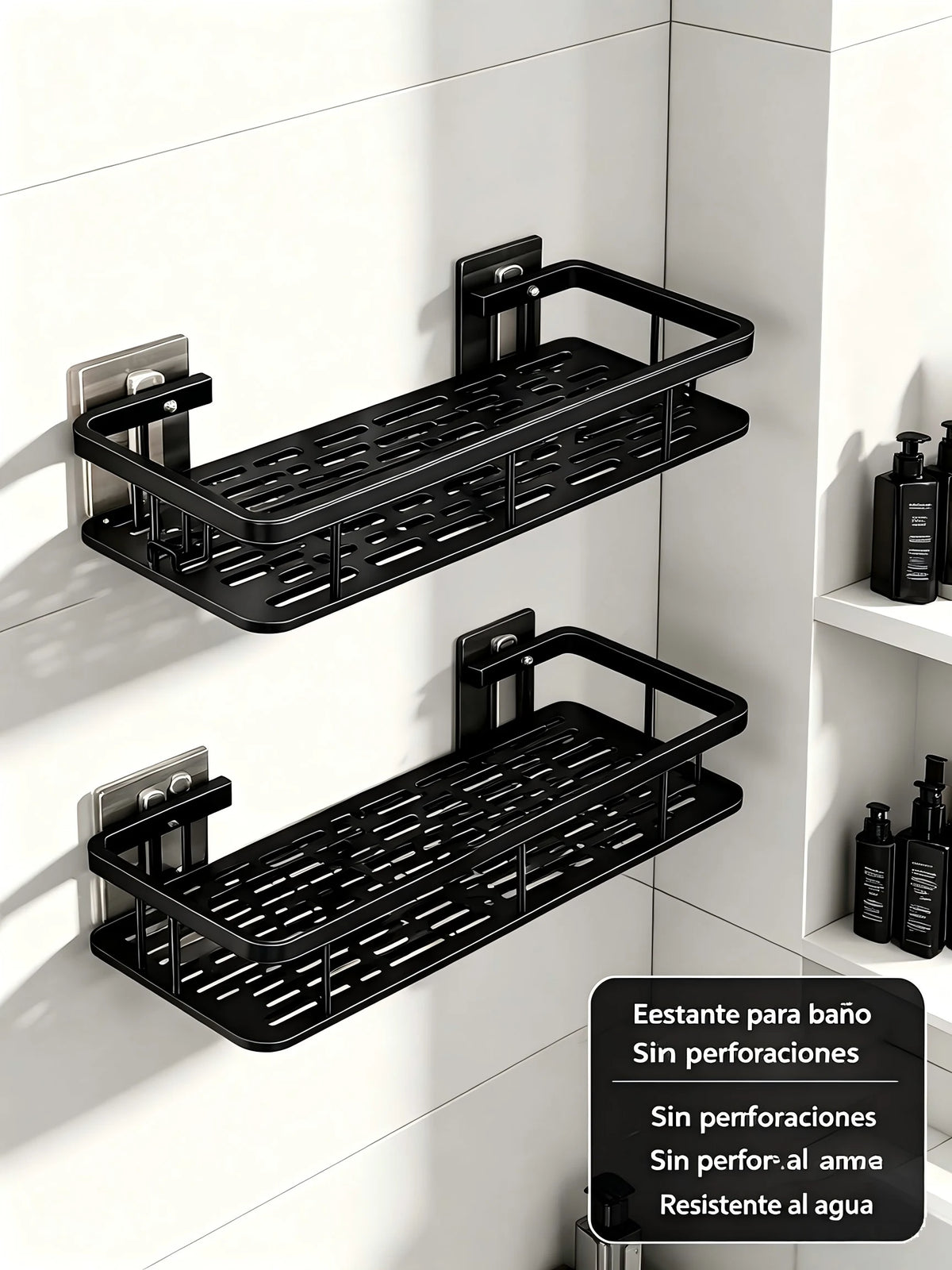 Repisa de pared para organizar el baño | Negra