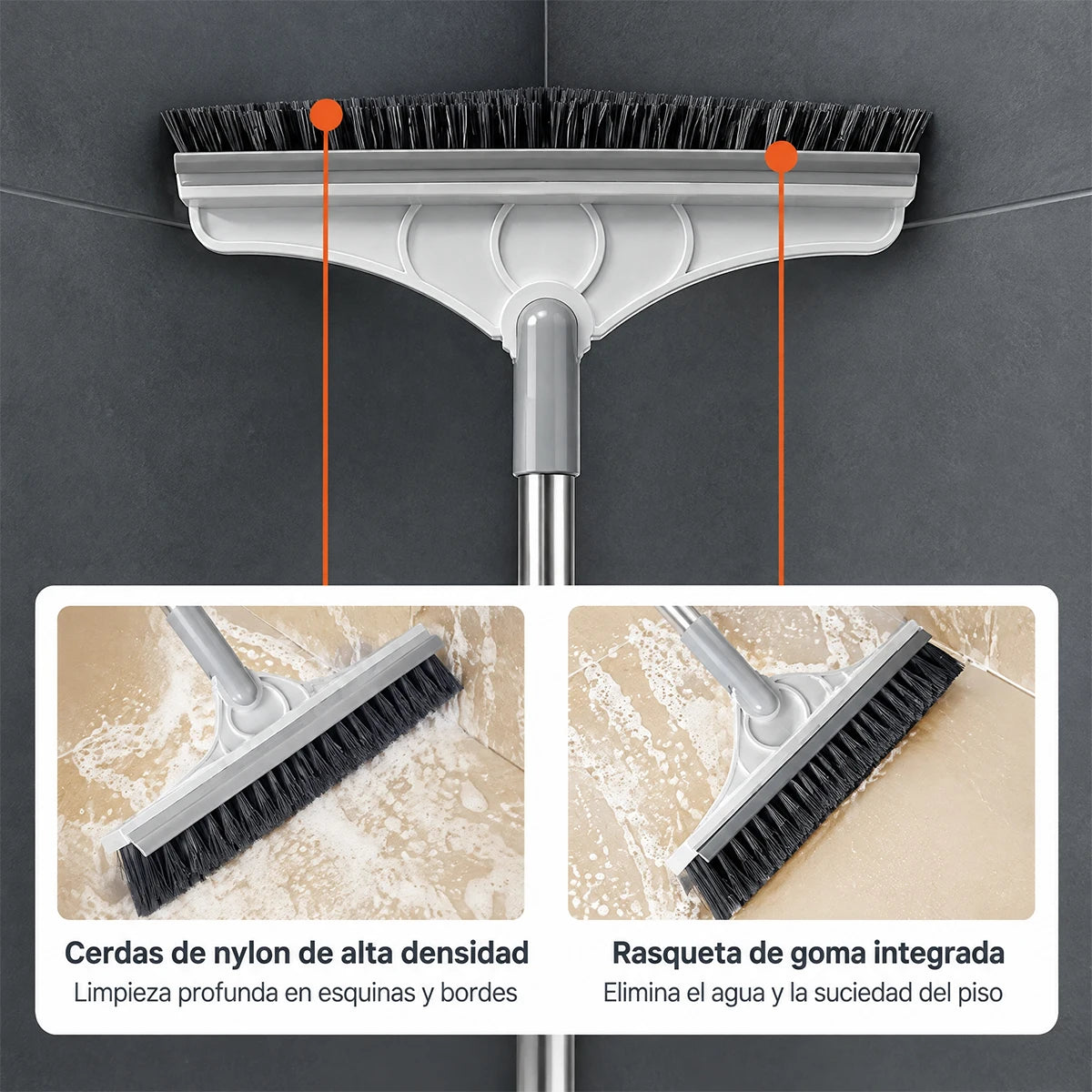 Cepillo manual para limpiar pisos con mango