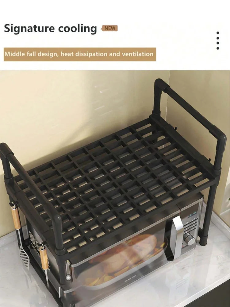 Organizador de cocina con repisas y ganchos