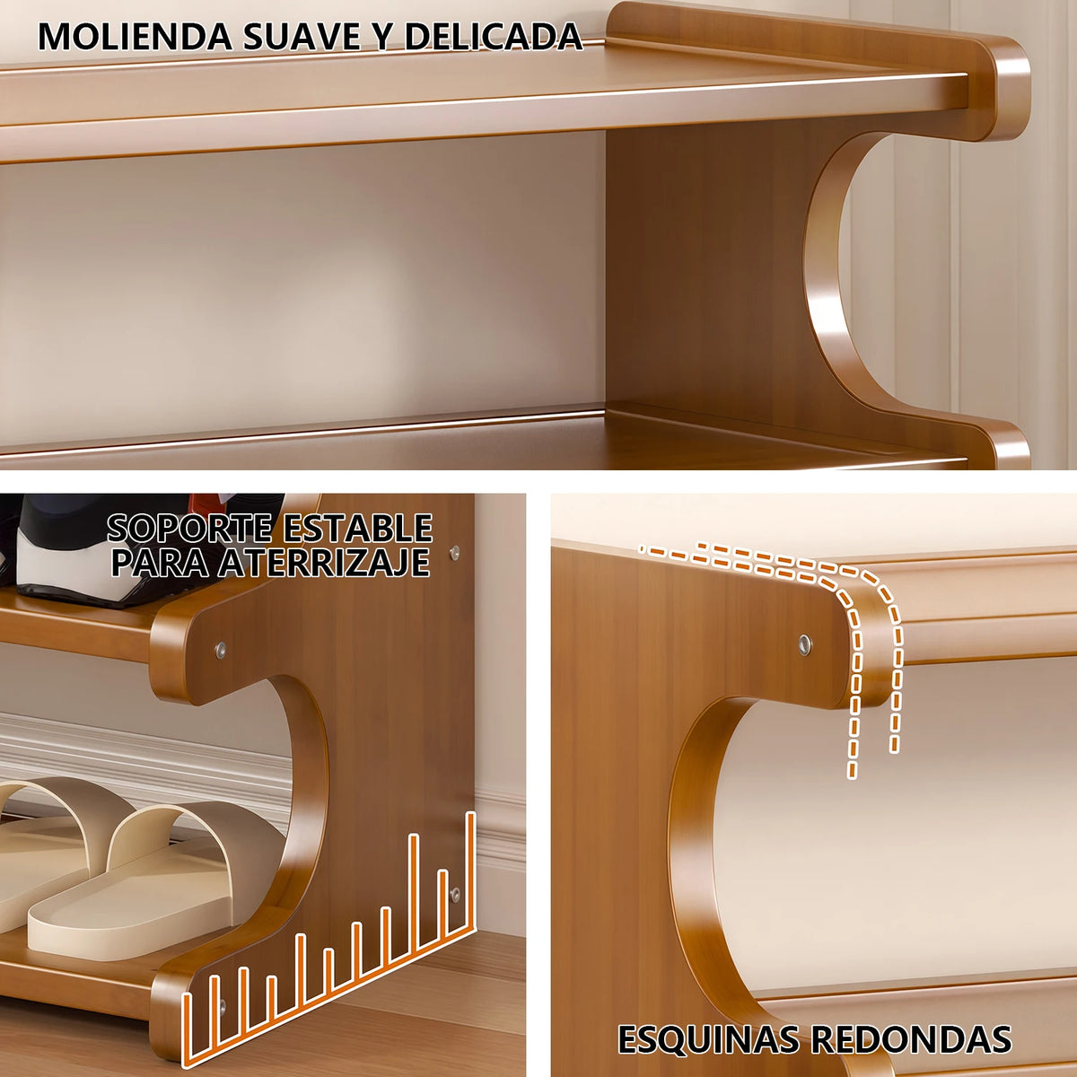 Zapatera de bambú de 6 niveles