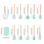 Juego de utensilios de silicón para cocina, 12 piezas