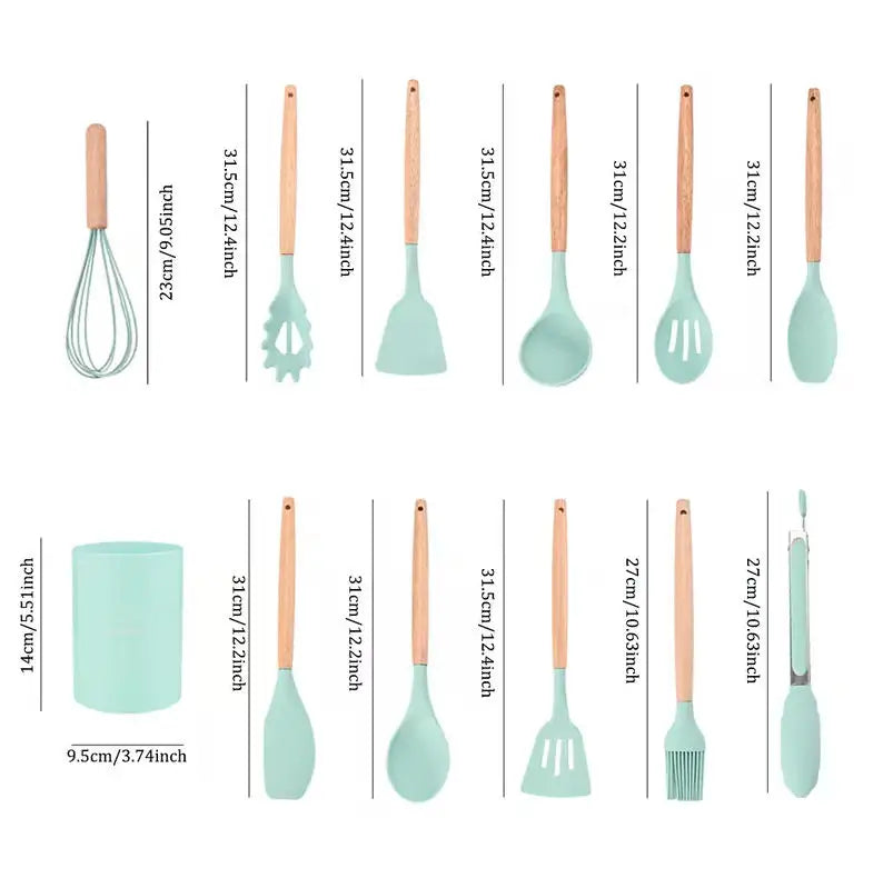Juego de utensilios de silicón para cocina, 12 piezas