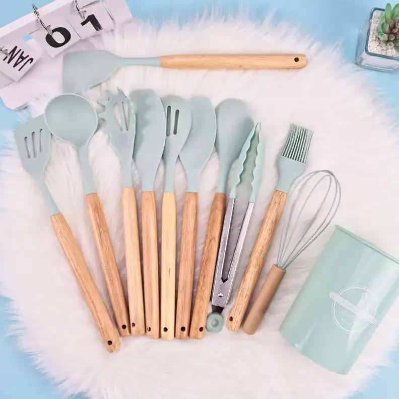 Juego de utensilios de silicón para cocina, 12 piezas