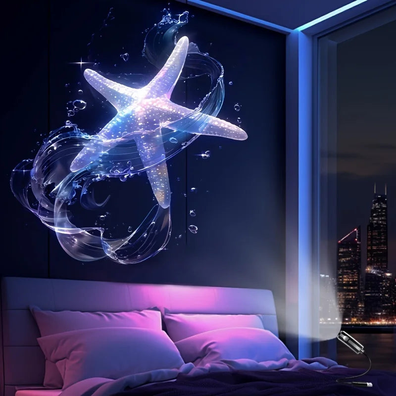 Ejemplo ilustrativo de una estrella de mar proyectada sobre una pared.