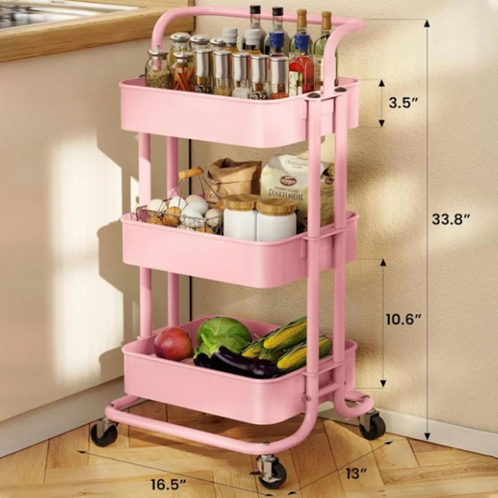 Carrito organizador de 3 niveles con ruedas