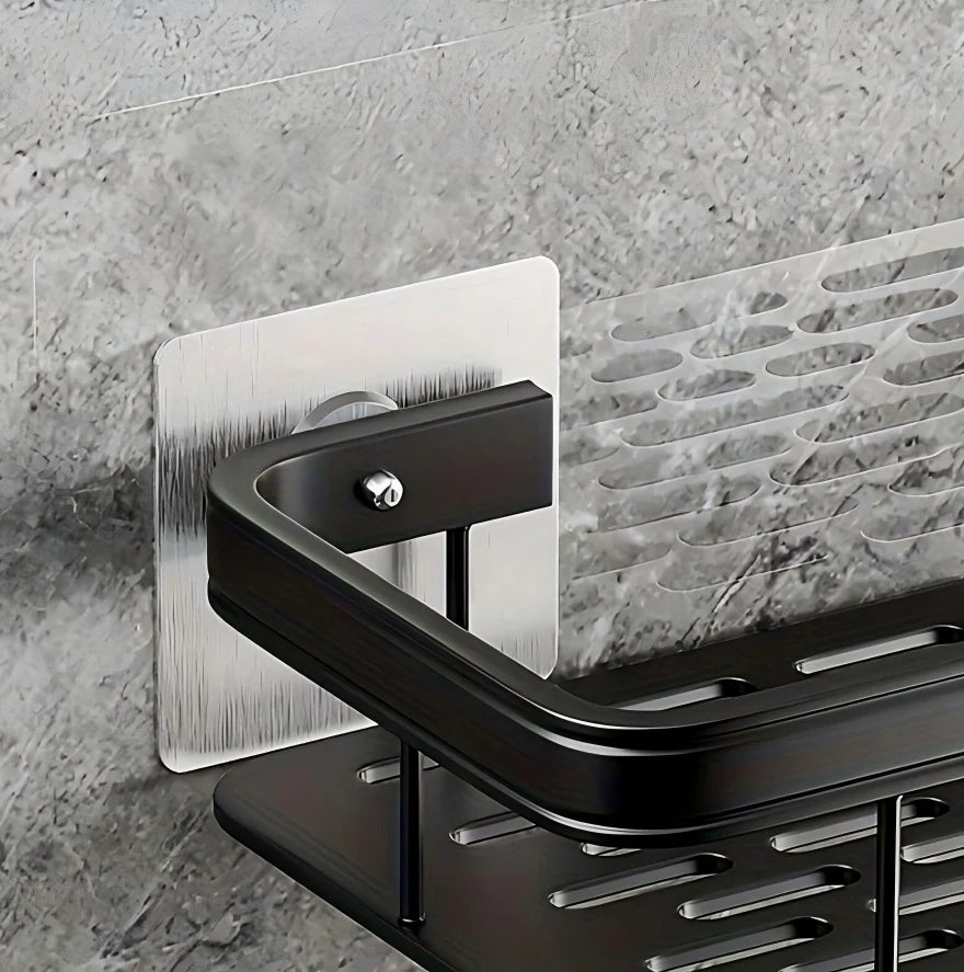 Repisa de pared para organizar el baño | Negra