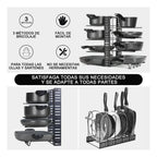 Organizador ajustable para sartenes de 8 niveles