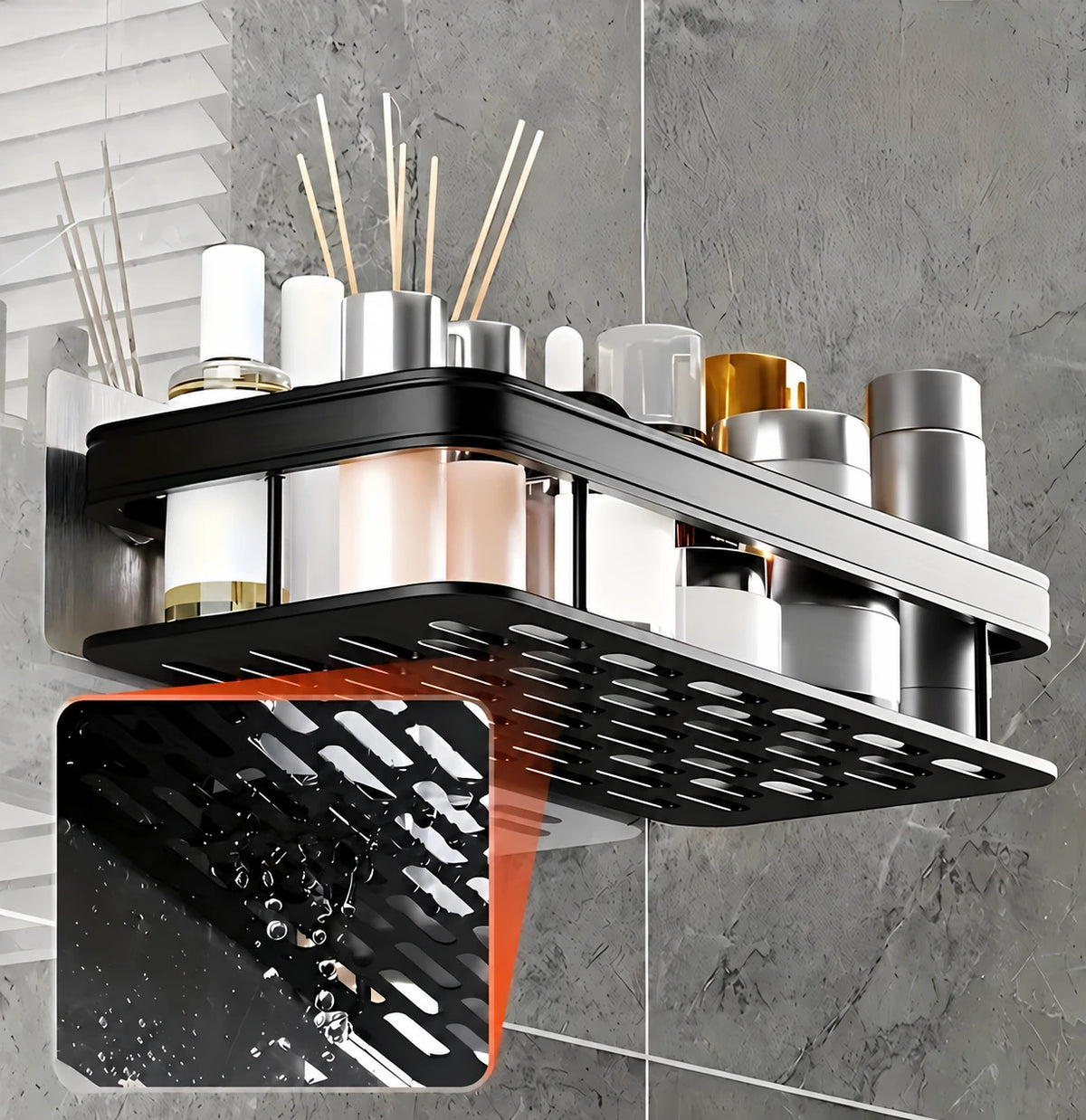 Repisa de pared para organizar el baño | Negra