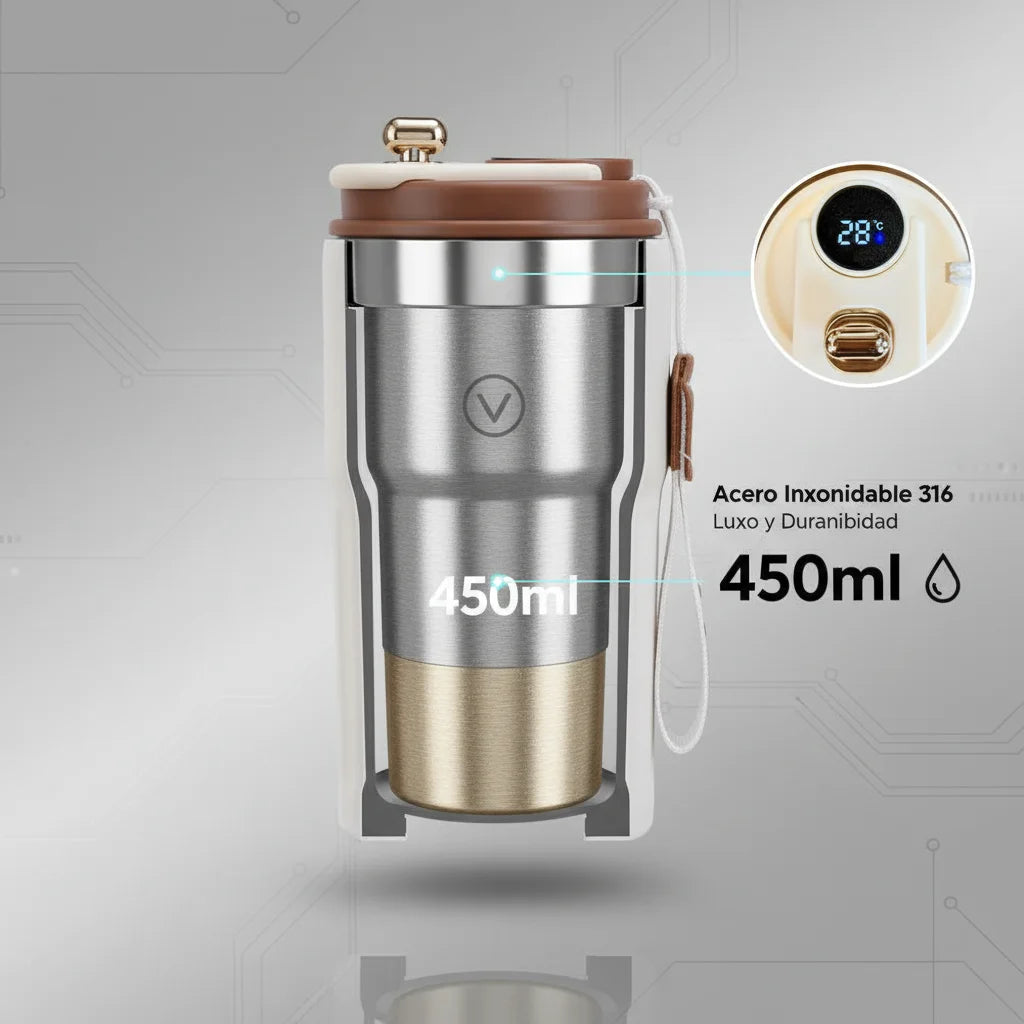 Termo de 450 ml con pantalla de temperatura