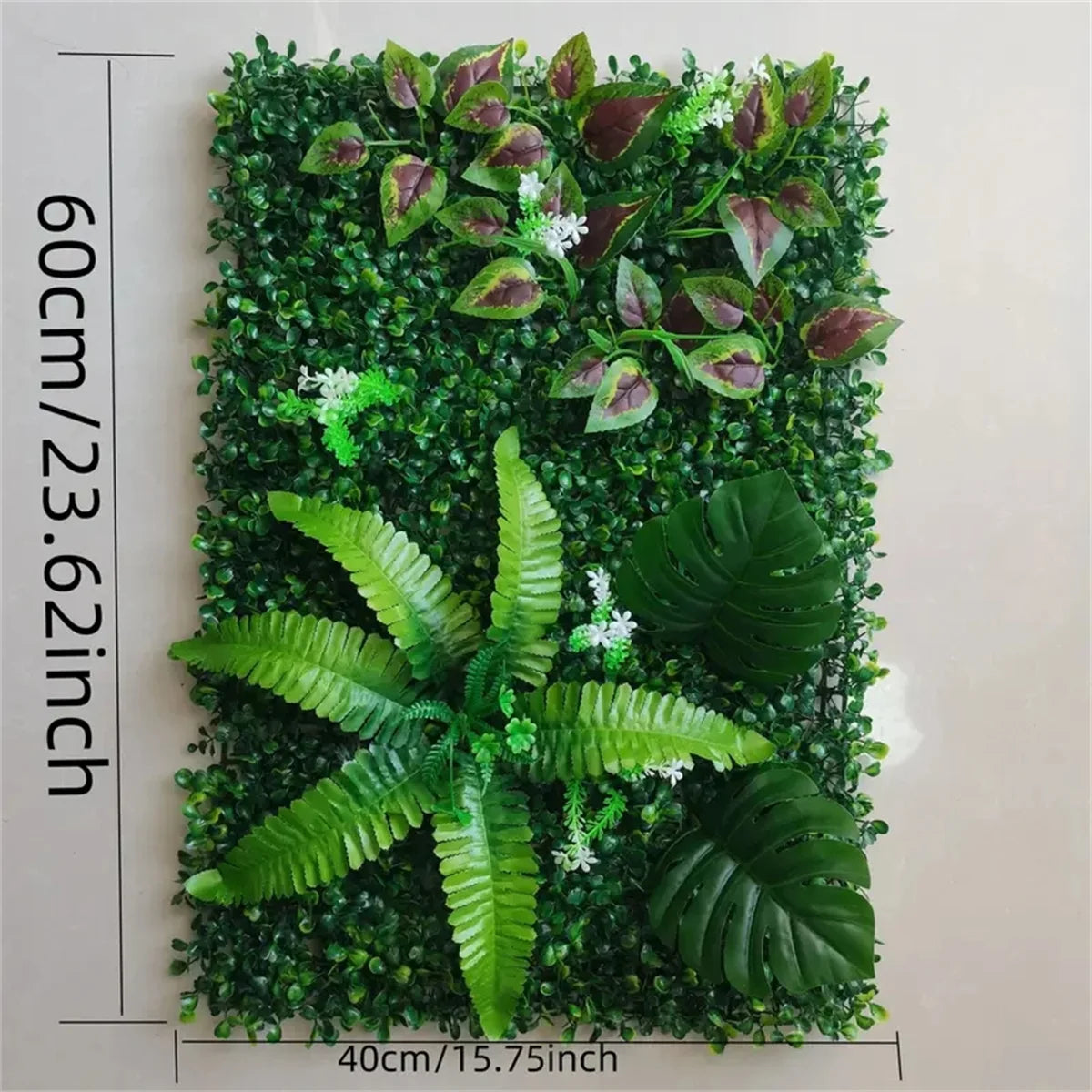 Panel de follaje artificial de 40 × 60 cm