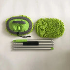 Cepillo verde para auto desarmado con cabezal, funda y secciones del mango