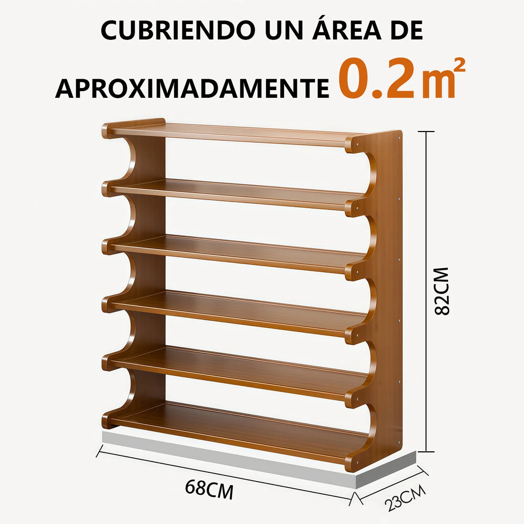 Zapatera de bambú de 6 niveles