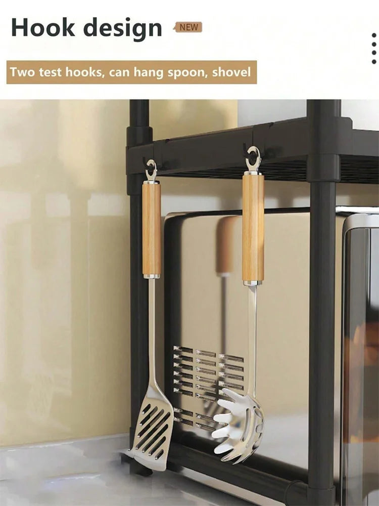 Organizador de cocina con repisas y ganchos