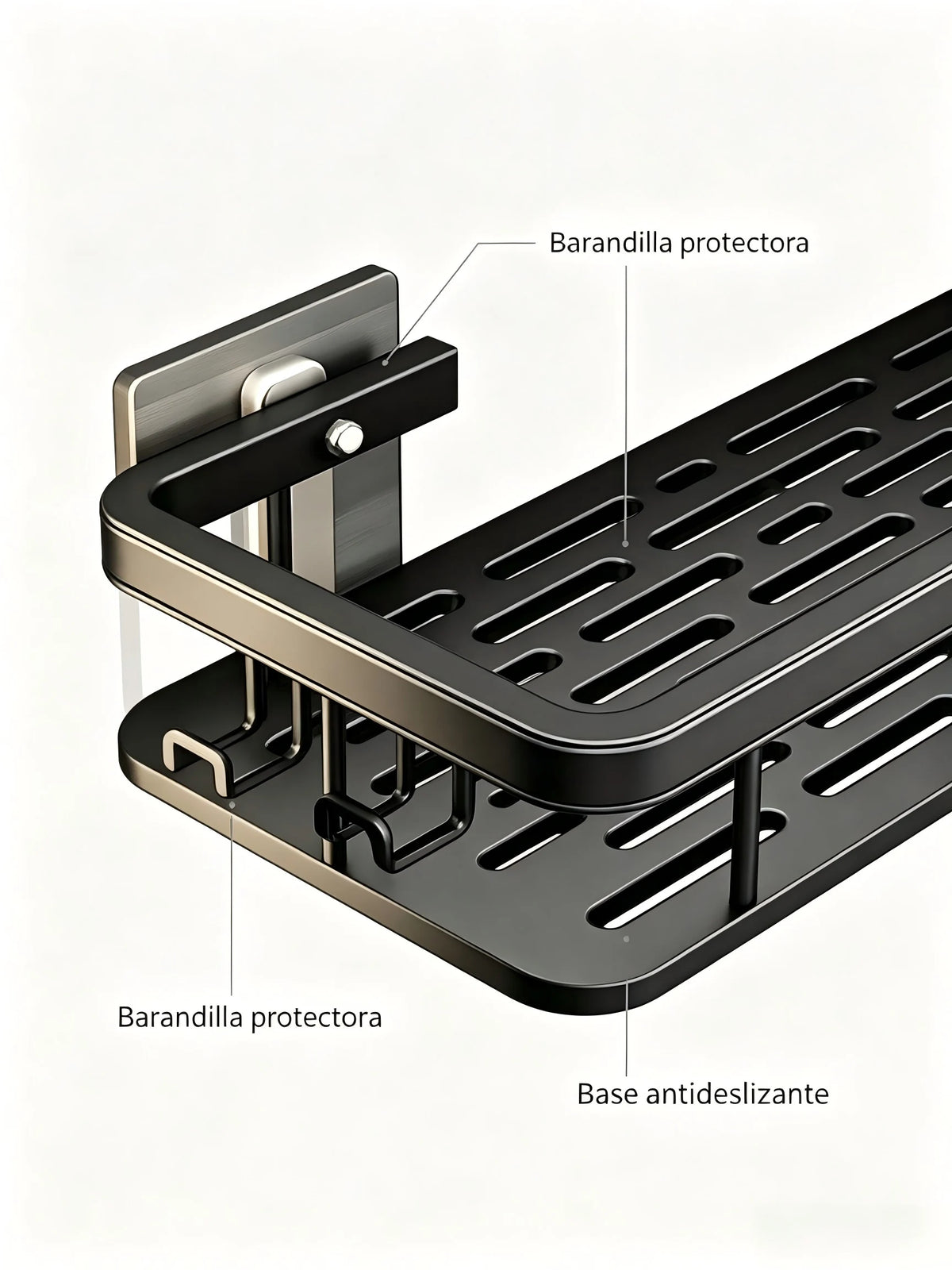 Repisa de pared para organizar el baño | Negra