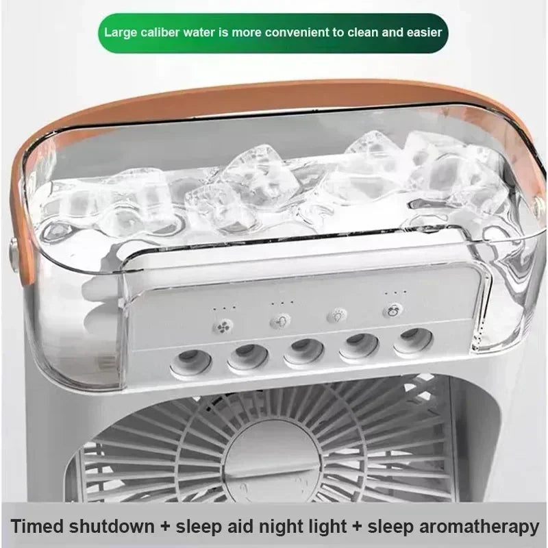 Ventilador de escritorio USB con nebulizador y luz LED