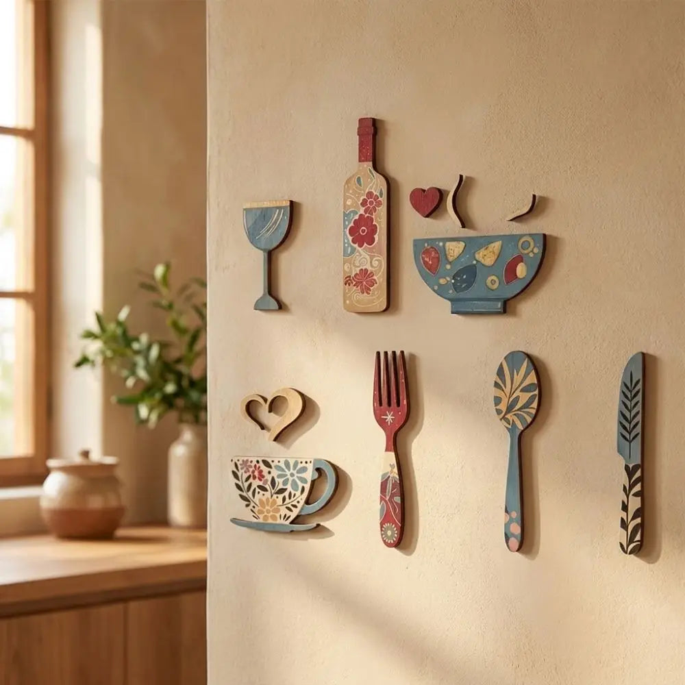 Adornos de madera para cocina con flores