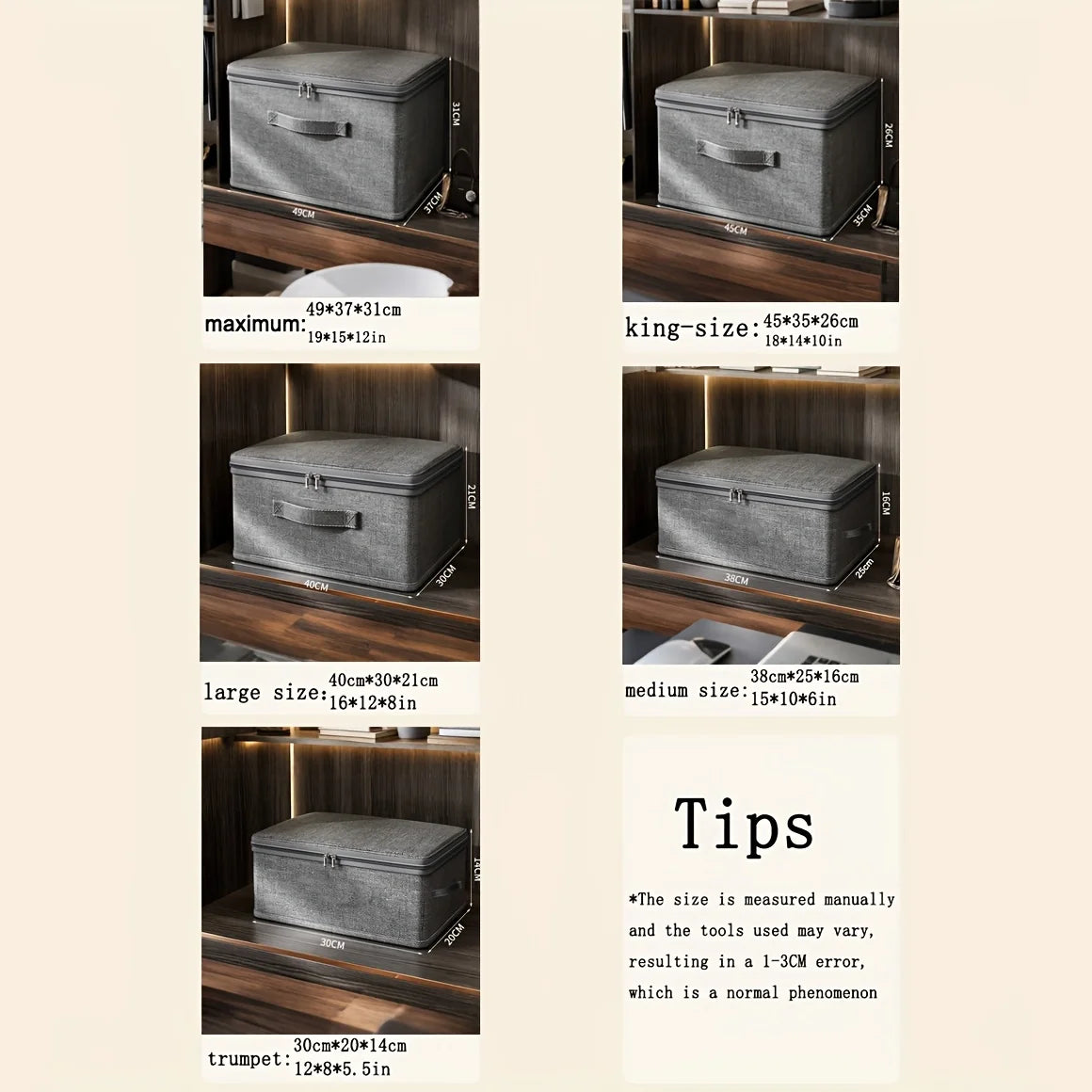 Caja organizadora plegable con tapa y asas