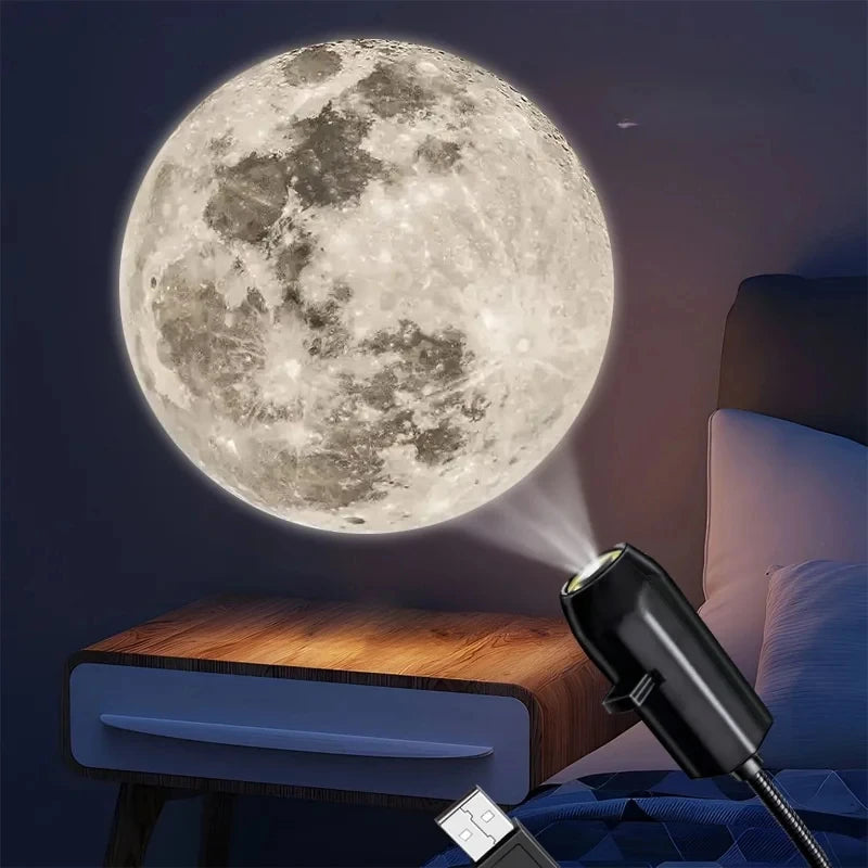 Proyector USB con ejemplo ilustrativo de Luna llena.