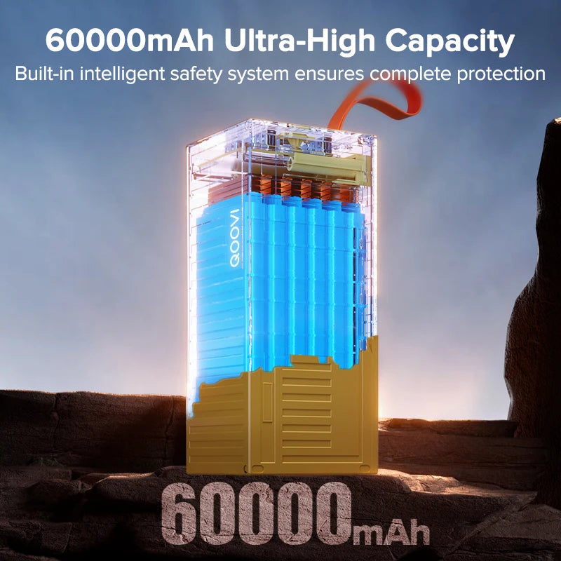 Batería externa QOOVI de 60,000 mAh con luz LED