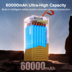 Batería externa QOOVI de 60,000 mAh con luz LED