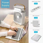Ventilador de escritorio USB con nebulizador y luz LED