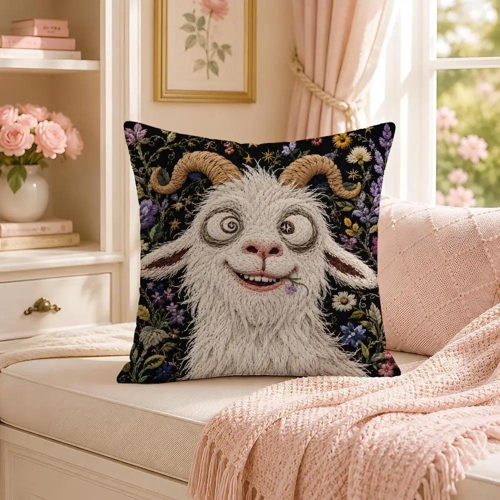 Funda decorativa para cojín con estampado de cabra · vista 4