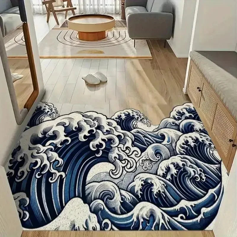 Tapete de entrada con ola japonesa