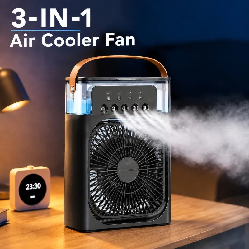 Ventilador de escritorio USB con nebulizador y luz LED