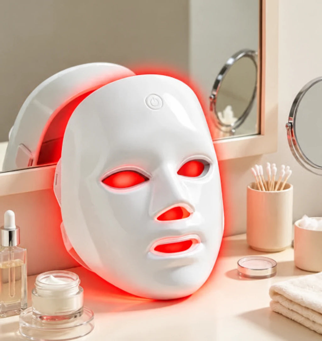 Máscara facial LED blanca de 7 colores