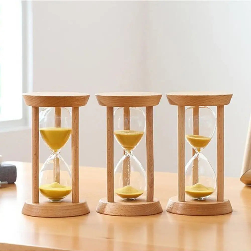 Reloj de arena con base de madera