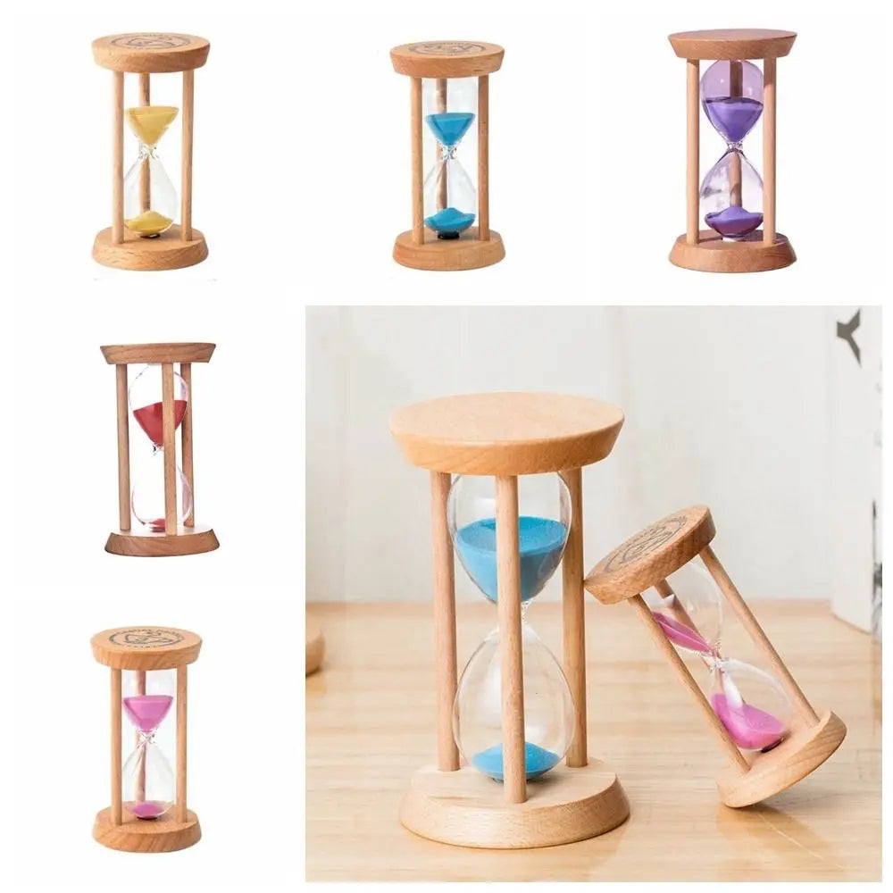 Reloj de arena con base de madera