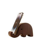 Soporte de madera para celular con elefante