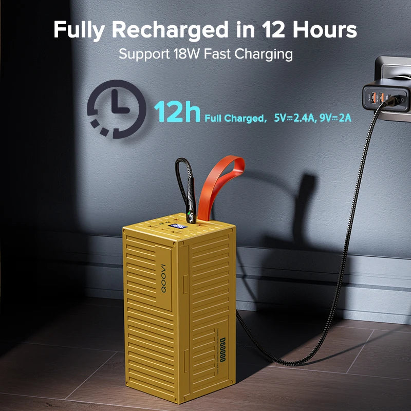Batería externa QOOVI de 60,000 mAh con luz LED