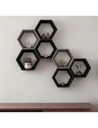 Repisas hexagonales de pared, 3 piezas