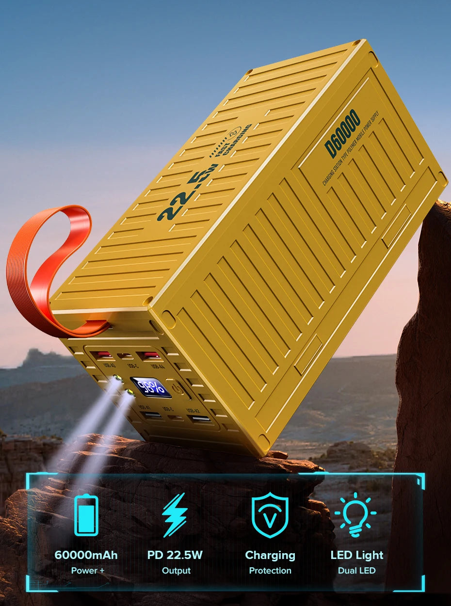Batería externa QOOVI de 60,000 mAh con luz LED