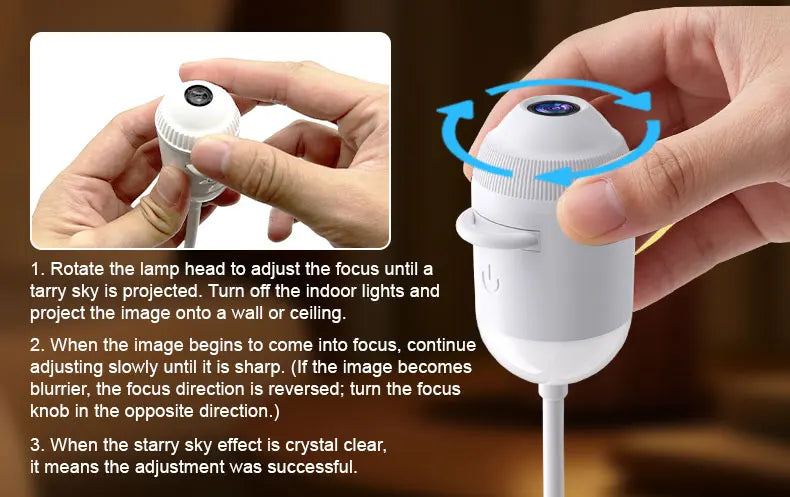 Luz USB con proyector de estrellas