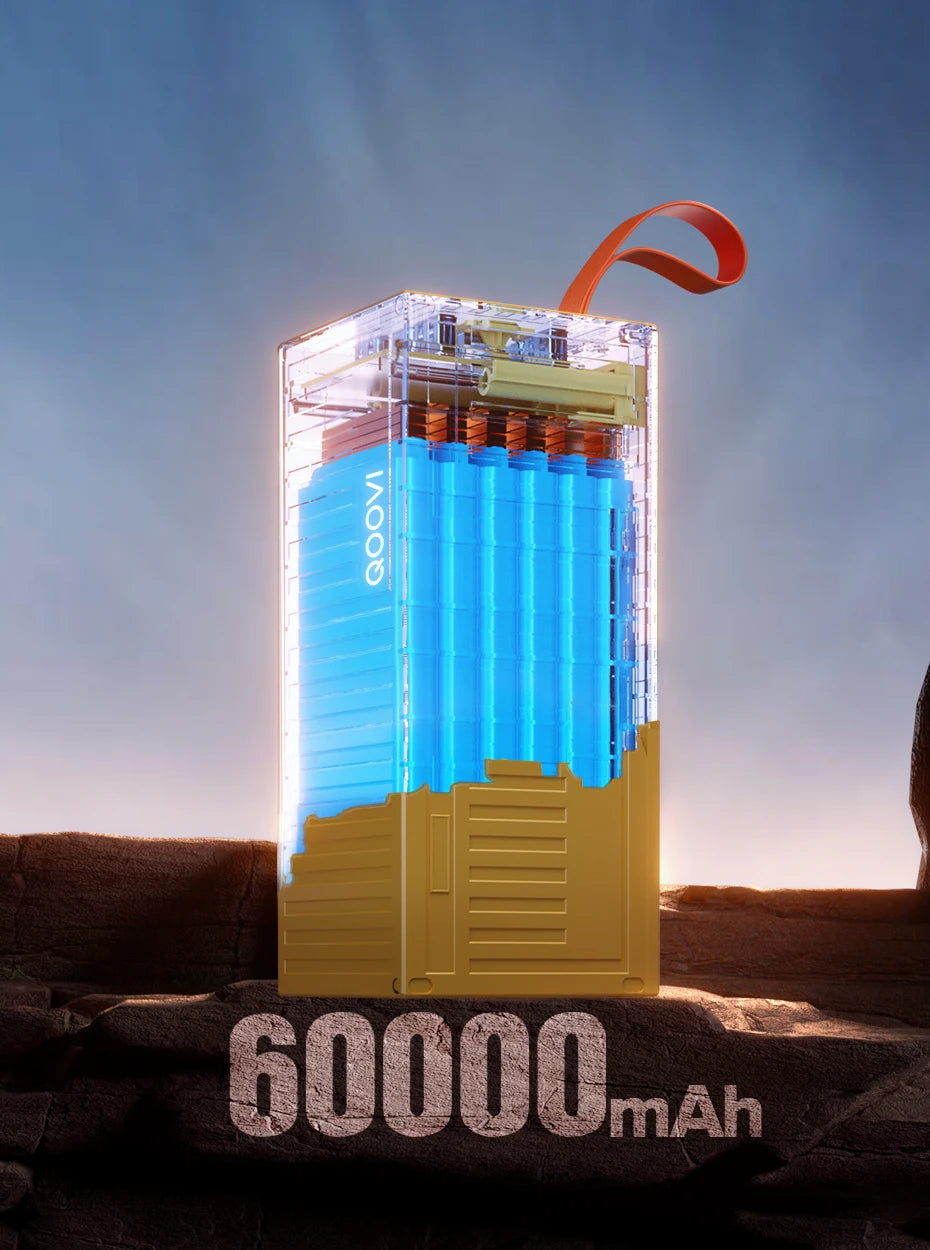 Batería externa QOOVI de 60,000 mAh con luz LED