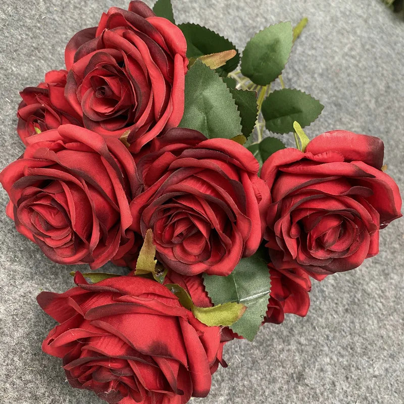 Ramo de rosas artificiales de 9 flores