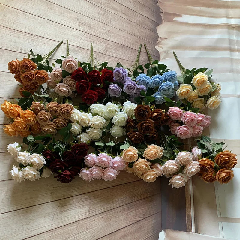 Ramo de rosas artificiales de 9 flores