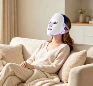 Máscara facial LED blanca de 7 colores