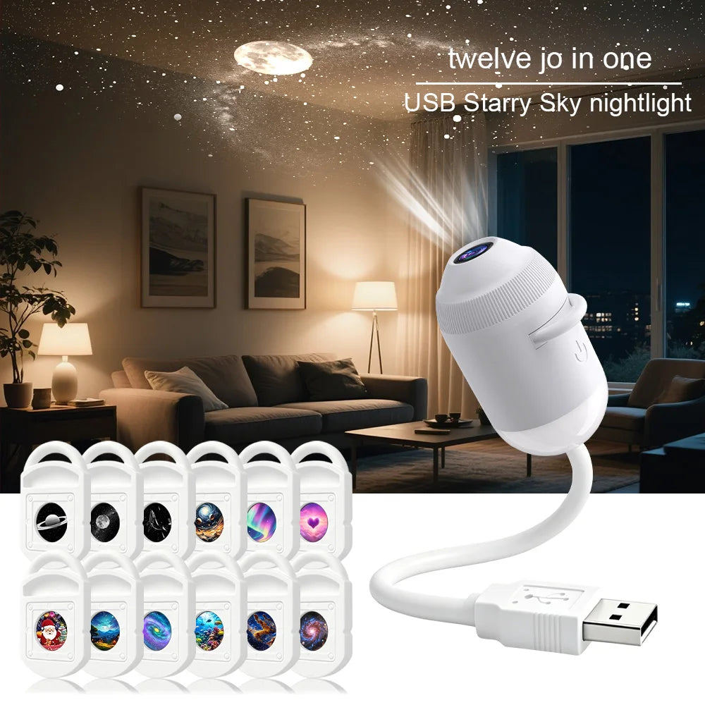 Luz USB con proyector de estrellas