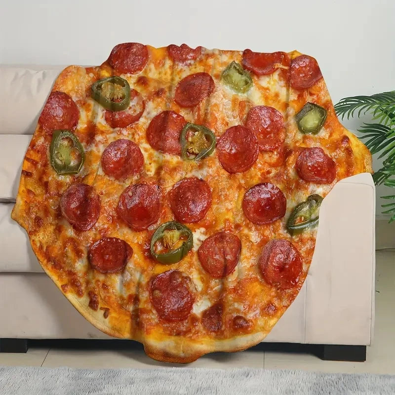Cobija redonda con estampado de pizza · vista 5