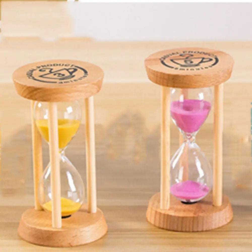 Reloj de arena con base de madera