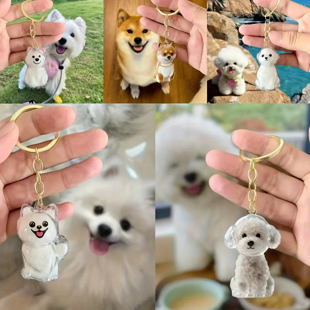 Ejemplos de llaveros de perros que contienen muestras de pelo.