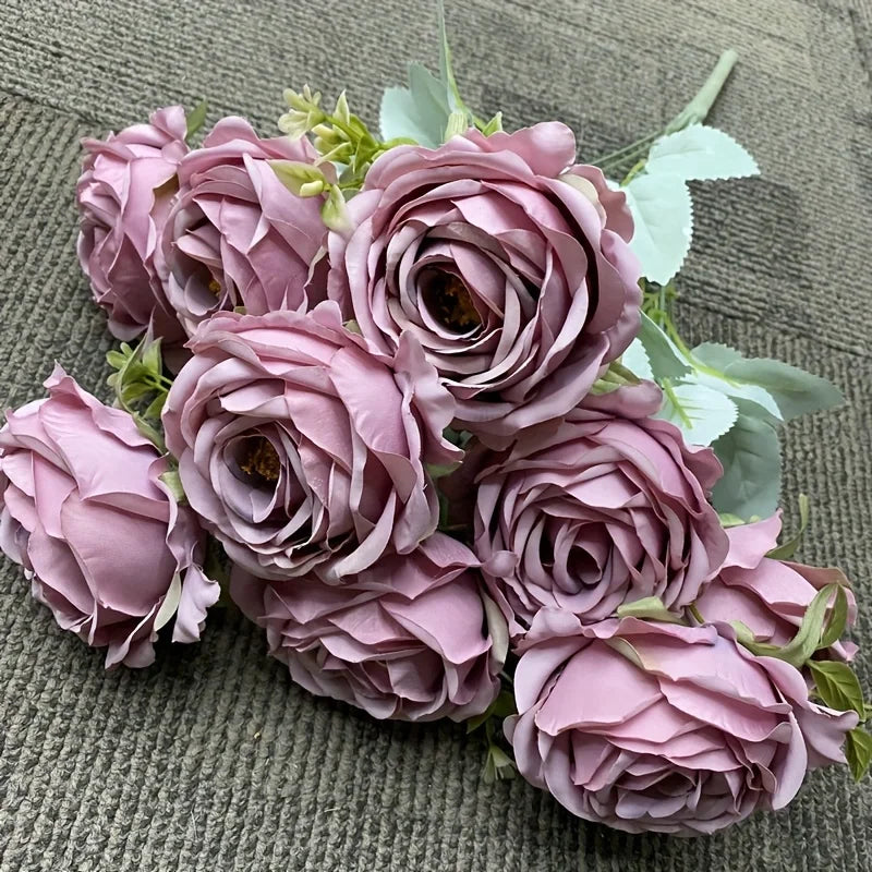 Ramo de rosas artificiales de 9 flores