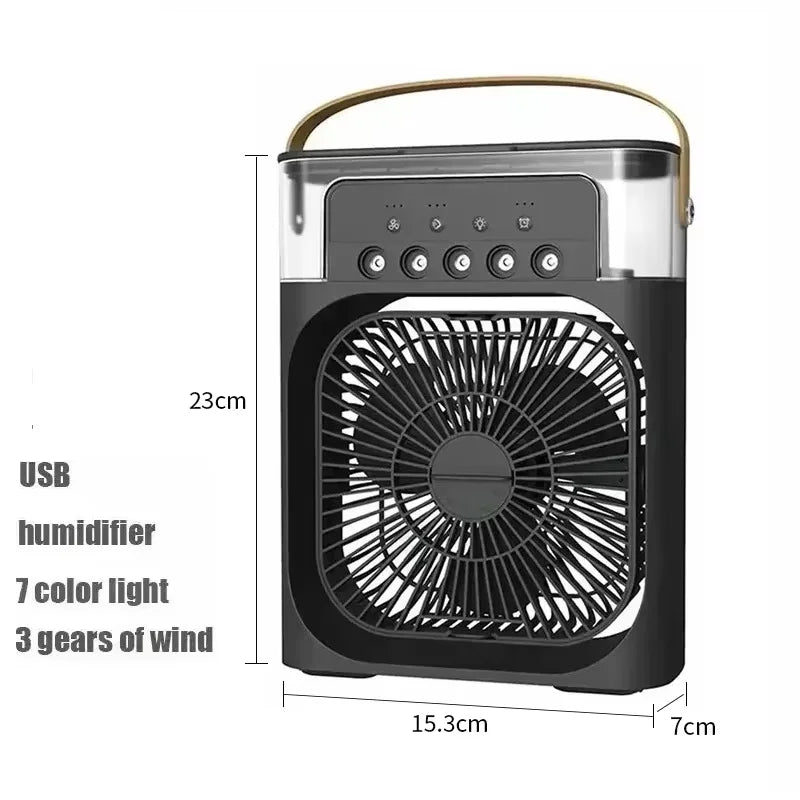 Ventilador de escritorio USB con nebulizador y luz LED
