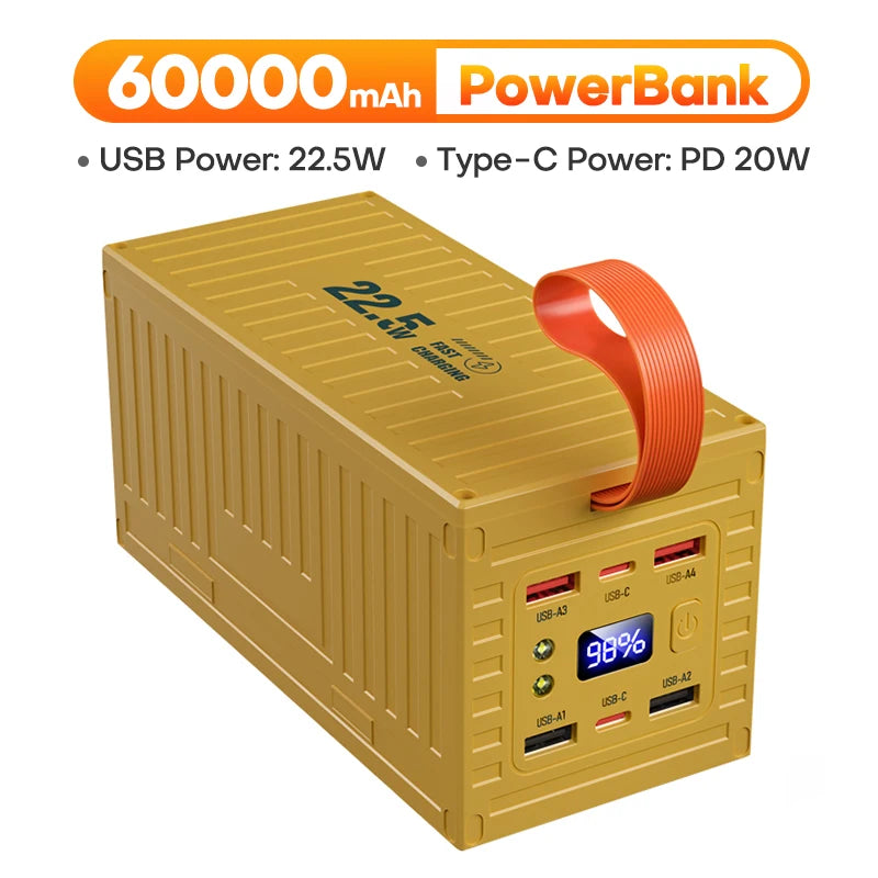 Batería externa QOOVI de 60,000 mAh con luz LED
